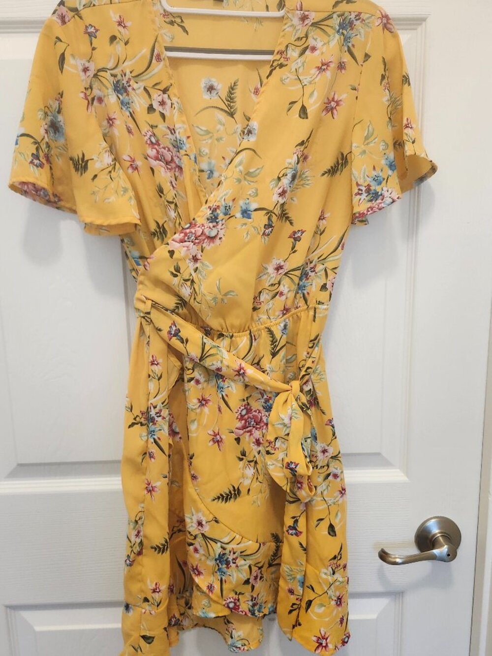 Shinestar Ruffled Wraparound Print Dress